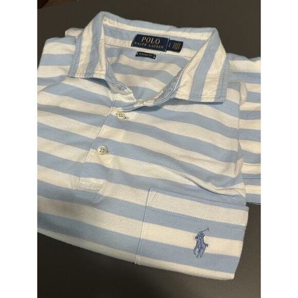 Polo Ralph Lauren Men’s Short Sleeve Polo Shirt Large Pocket Horse Blue White - Picture 6 of 6